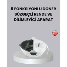 Döner Mekanizmalı 5’i 1 Arada Süzgeçli Rende Sebze Meyve Doğrama Cihazı Midastech