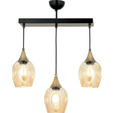 Avonni AV-65234-3Y-BSY Siyah Boya Modern Avize E27 Metal Cam H: 50 cm, WxD: 60x10 cm