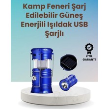 MidasTech Şarj Edilebilir Güneş Enerjili Kızaklı Kamp Feneri – USB Çıkışlı, Katlanabilir, Dayanık