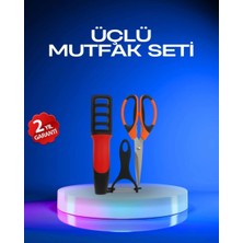 Profesyonel Mutfak Makas Seti –  Kesim Makası + Soyacak + Bileyici Midastech