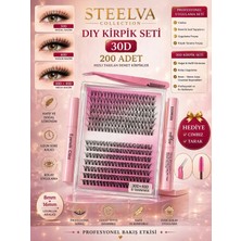 Steelva Takma Kirpik Seti 280'LI Yapistirici Sabitleyici Çikarici Remover + Cımbız+ Tarama Firçasi 30D-40D