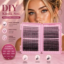 Steelva Takma Kirpik 600 Demet Kirpik Seti Kitap Model 30-40-50-60-80-100 D 6 Farkli Hacim