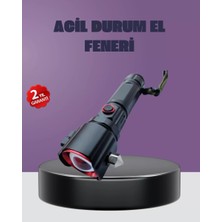 Güçlü Işıklı El Feneri Acil Durum Çekiç ve Pusula Midastech