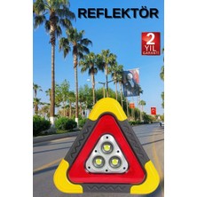 Reflektör Güneş Panelli Solarlı Şarjlı Üçgen Işıklı Trafik Reflektör Fener Midastech