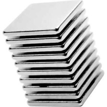 Dünya Magnet 10 Adet, Köşeli Neodyum Mıknatıs, Süper Güçlü Magnet, 20X20X2 mm