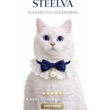 Steelva Fiyonklu ve Incili Kedi Kıyafeti (Kolyesi,bandanası)