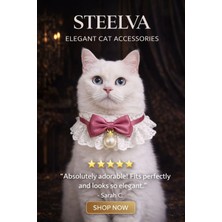 Steelva Pembe Rengi Incili Papyonlu Kedi Kıyafeti
