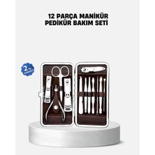 Özel Deri Çantalı 12 Parça Manikür Pedikür Bakım Seti Paslanmaz Çelik Midastech
