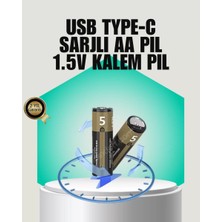1.5V Aa Şarjlı Lityum Pil | 1000+ Kez Şarj Edilebilir | Hızlı Type-C Şarj (2 Adet) Midastech