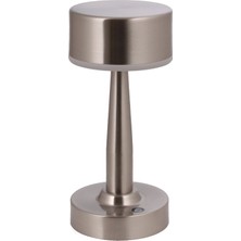 Avonni ML-64005-N Nikel Kaplama Masa Lambası LED Metal Pleksi H: 25 cm, Ø: 11 cm
