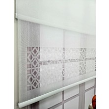 Bbb Çift Mekanizmalı Beyaz Lazer Kesim Tül ve Stor Perde 100 x 200 cm Düz Desenli