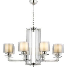 Avonni AV-4285-8K Krom Kaplama Modern Avize E27 Metal Cam H: 90 cm, Ø: 80 cm