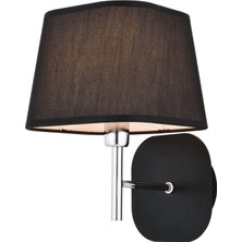 Avonni HAP-9071-1BS Siyah Boya Aplik E14 Metal Kumaş H: 28 cm, WxD: 18x22 cm