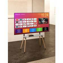 Cletech Raflı Şövalye Tipi Tv Standı 49"-86" | Ahşap & Metal | 50 kg Taşıma Kapasiteli | Yükseklik Ayarlı