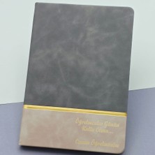 SHC4200 Öğretmenler Günü Hediyesi Yazılı Deri Defter Gri