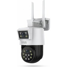İnox Dijital Inox X102 Çift Lens 6mp Dış Mekan Wi-Fi Güvenlik Kamerası IP66 Su Geçirmez Renkli Gece Görüşlü Ptz