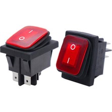 Anahtar Büyük On ~ Off Kırmızı  Işıklı 16A  KCD2-201N-WR IP67