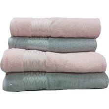 Özdilek Elissa Havlu Seti %100 Pamuk Gri-Pudra 50 x 90 cm 2 Adet Yüz Havlusu 2 Adet Banyo Havlusu