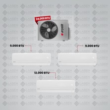 Arçelik 1+2 Multi Sistem Klima / 24100 Md Pro Dış Ünite (9 Btu Beyaz + 9 Btu Beyaz + 12 Btu Beyaz Iç Üniteler)