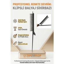 Transformacion Profesyonel Karbon Klipsli Krepe Tarağı | Anti-Statik Ombre Balyaj ve Saç Şekillendirme Asistanı 720499