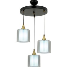 Avonni AV-65233-3T-BSY-F Siyah Boya Modern Avize E27 Metal Cam H: 71 cm, Ø: 40 cm