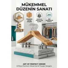 Transformacion 8 Adet Ahşap Elbise Askısı Kıskaçlı Ceket Etek Pantolon İçin Premium Kalite