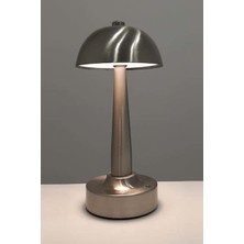 Avonni ML-64004-N Nikel Kaplama Masa Lambası LED Metal Pleksi H: 25 cm, Ø: 12 cm