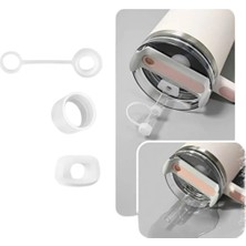 Gizmo Vibe Quencher ve Yeni Nesil Pipetli Termos Uyumlu 3 Parça 1 Set Sızdırmaz Koruyucu Aksesuar Silikon Set Beyaz