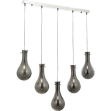 Avonni AV-1697-5KY Krom Kaplama Modern Avize E14 Metal Cam H: 100 cm, WxD: 80x15 cm