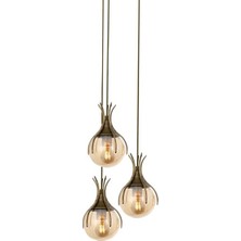 Avonni AV-1766-3ET Eskitme Kaplama Modern Avize E27 Metal Cam H: 80 cm, Ø: 40 cm