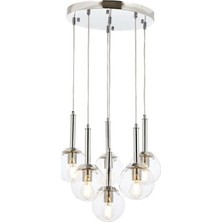 Avonni AV-1781-6KT Krom Kaplama Modern Avize E27 Metal Cam H: 90 cm, Ø: 50 cm