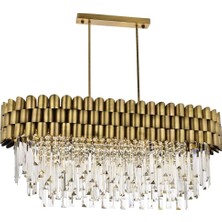 Avonni AV-1727-ELLIPSE Eskitme Kaplama Modern Avize E27 Metal Kristal H: 80 cm, WxD: 80x40 cm