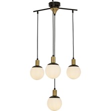 Avonni AV-1838-4BSY Siyah Boya Modern Avize E27 Metal Cam H: 110 cm, Ø: 54 cm