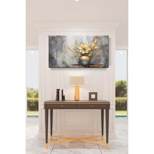 Lona Sanat Modern Saksıda Gold Çiçek Sanatsal Kanvas Tablo Salon Oturma Yatak Odası Ofis Antre 0256