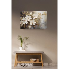 Lona Sanat Gold Dallarda Beyaz Çiçekler Sanatsal Kanvas Tablo Salon Oturma Yatak Odası Ofis Antre 0151