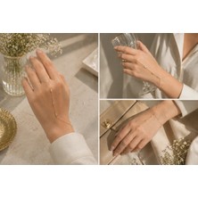 Bymiel Zarif Taş Detaylı Gold Şahmaran Bileklik Yüzük Seti