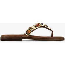 Valmenti Kadın Hakiki Deri Taba Düz Terlik 1141 587 Bn Trlk Y26 Tan Leather