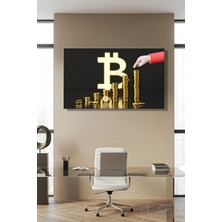Şehber Dekoratif Yatay Kanvas Tablo Tekli Ofis Broker Bankacılık Yatırım Kripto Para Bitcoin Borsa Forex