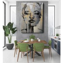 Lona Sanat Dekor Ofisi Soyut Kadın Kanvas Tablo 70 x 100 Beyaz Renkli