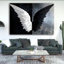Lona Sanat Tablo - Melek - Siyah Beyaz - Kanatlar
