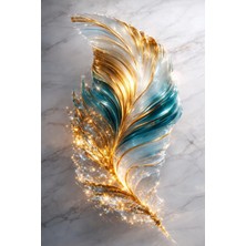 Lona Sanat Modern Soyut Tablo Gold & Turkuaz – Lüks Mermer Zemin | Premium Duvar Dekoru | Salon Ofis Tablosu