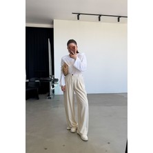 Özge Özgenç Beli Lastikli Geniş Kalıp Pantolon