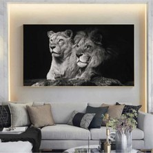 Lona Sanat Aslan Kanvas Tablo Çiftli Aslan