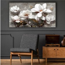 Lona Sanat Beyaz Çiçekler Modern Dekoratif Kanvas Tablo