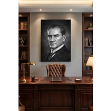 Lona Sanat Mustafa Kemal Atatürk Siyah Beyaz Portre Tablo – Yüksek Çözünürlüklü Premium Kanvas Duvar Dekoru