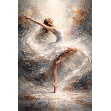 Lona Sanat Ultra Premium Balerin Tablo – Modern Ofis Dekoru Kanvas Tablo – Soyut Beyaz Dansçı Duvar Tablosu