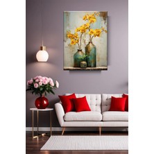 Lona Sanat Eskitme Vazoda Sarı Orikdeler Modern Kanvas Tablo Salon Oturma Yatak Odası Ofis Antre 0434
