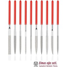 Marsilyan 10'lu Profesyonel Elmas Eğe Seti | Hassas Metal Ahşap Cam Işleme Törpüsü 722921