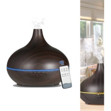 AteşTech Koyu Kahverengi Aroma Difüzör 550 ml Uzaktan Kumandalı Gece Işığı ile Nemlendirici Buhar Makinesi