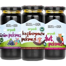 Güzel Ada Gıda Organik Pekmez Seti 3’lü – Dut, Üzüm, Keçiboynuzu (Soğuk Sıkım)